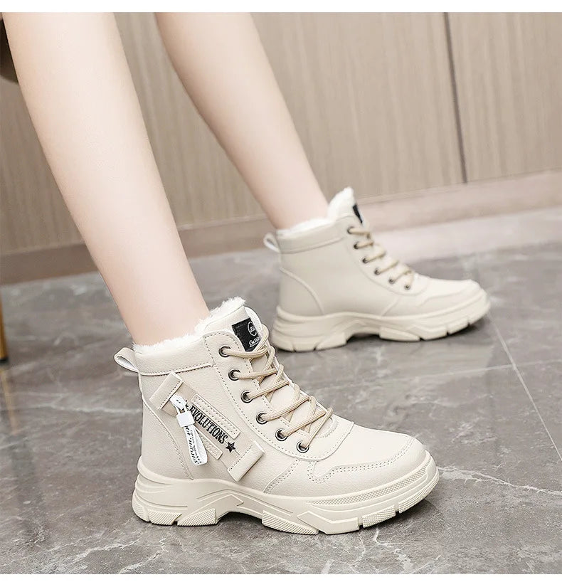 New Winter Women Boots Lace Up Women Sneakers Snow Ankle Boots Waterproof Platform Boots Comfortable Warm Casual Shoes for Women