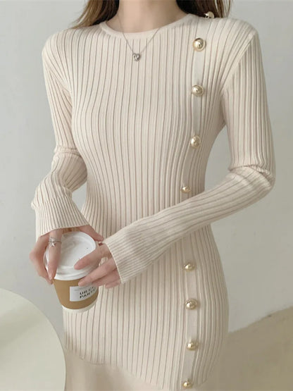 Elegant Knitted Vintage Sweater Dress