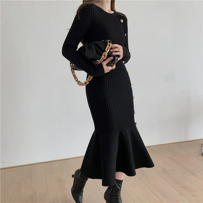 Elegant Knitted Vintage Sweater Dress