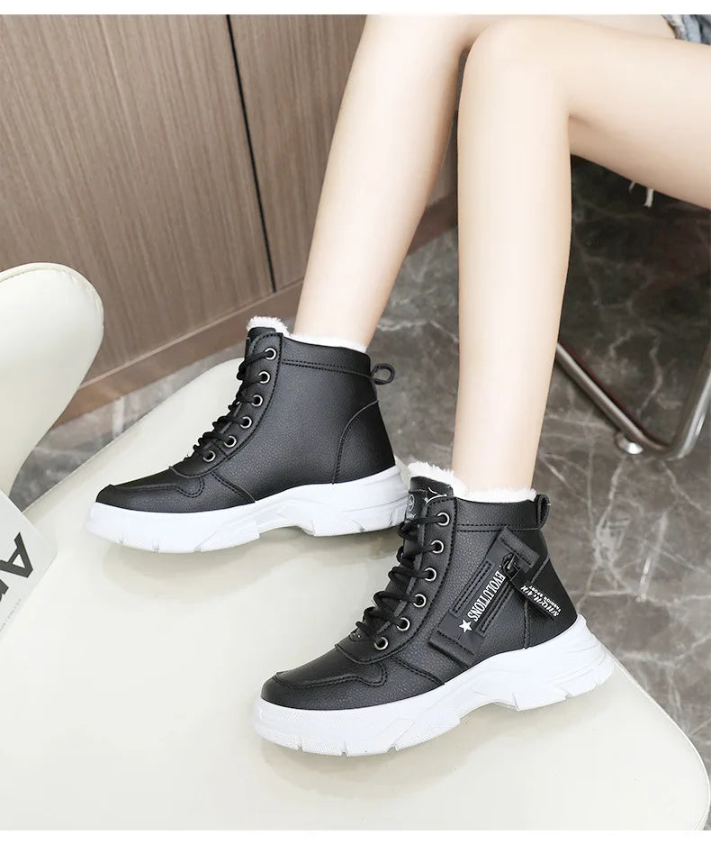 New Winter Women Boots Lace Up Women Sneakers Snow Ankle Boots Waterproof Platform Boots Comfortable Warm Casual Shoes for Women