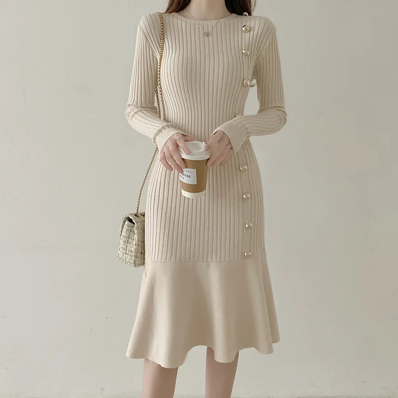 Elegant Knitted Vintage Sweater Dress