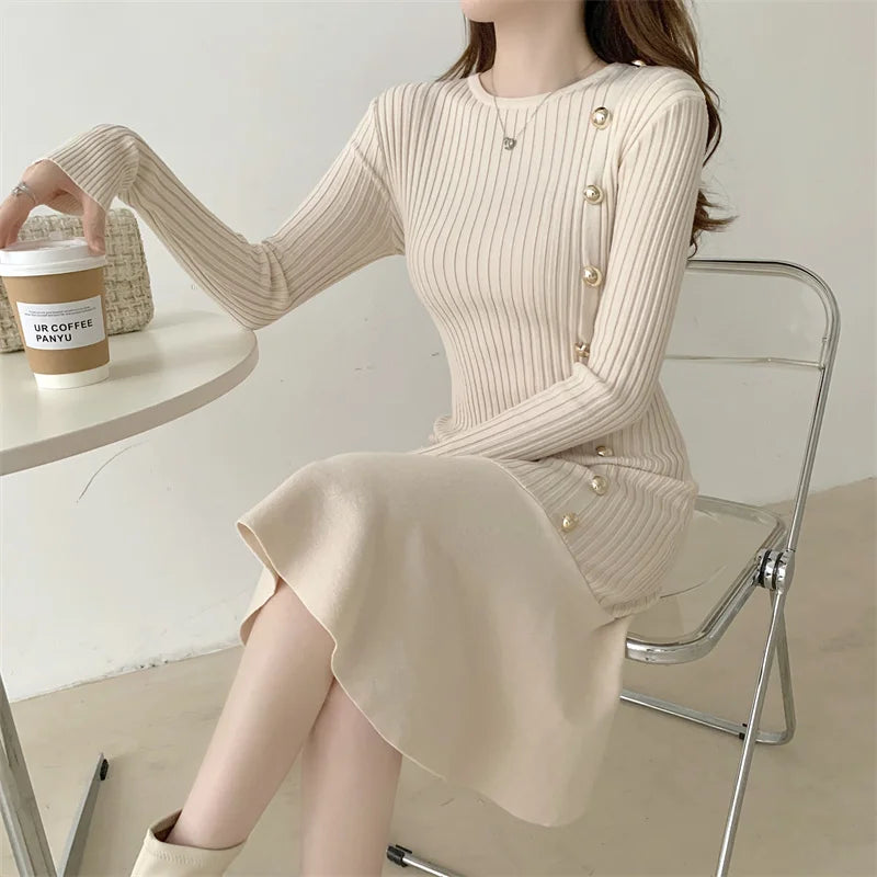 Elegant Knitted Vintage Sweater Dress