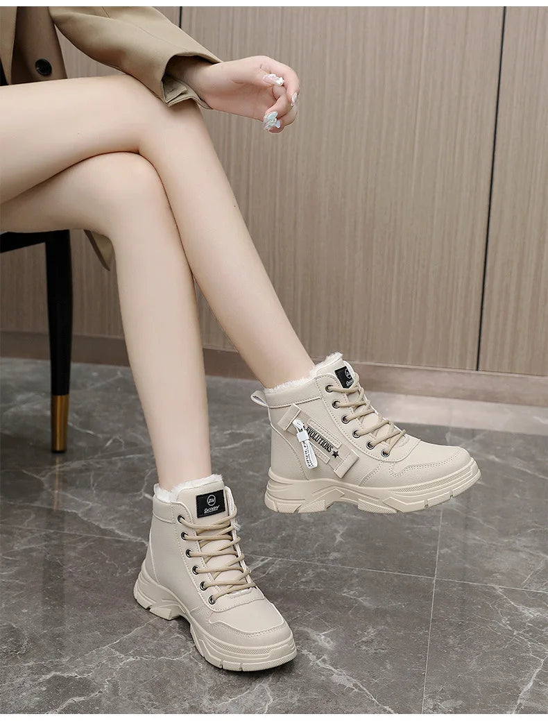 New Winter Women Boots Lace Up Women Sneakers Snow Ankle Boots Waterproof Platform Boots Comfortable Warm Casual Shoes for Women