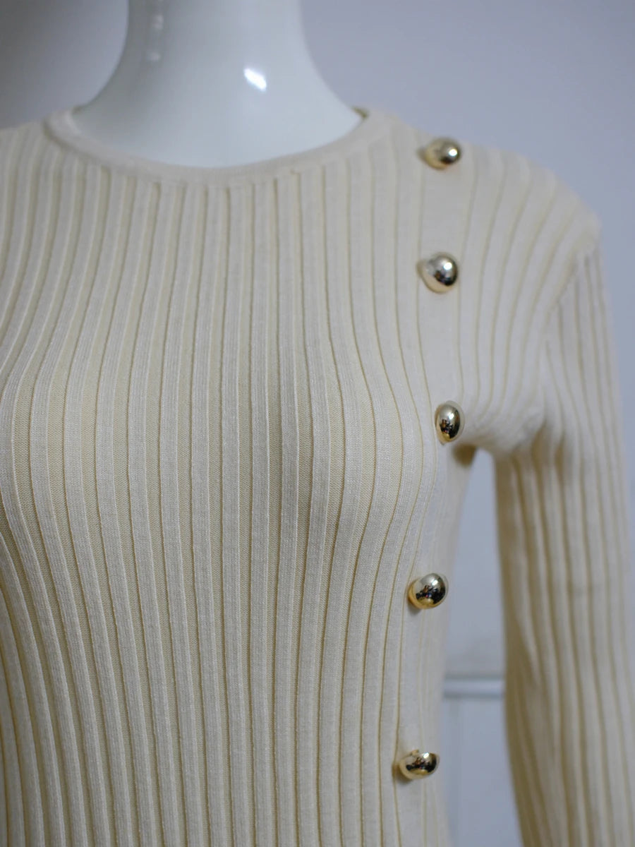 Elegant Knitted Vintage Sweater Dress