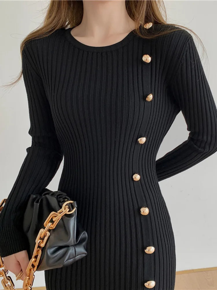 Elegant Knitted Vintage Sweater Dress