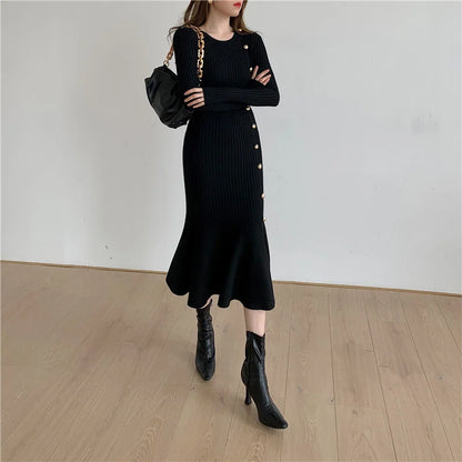 Elegant Knitted Vintage Sweater Dress