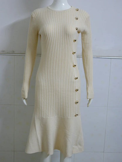 Elegant Knitted Vintage Sweater Dress