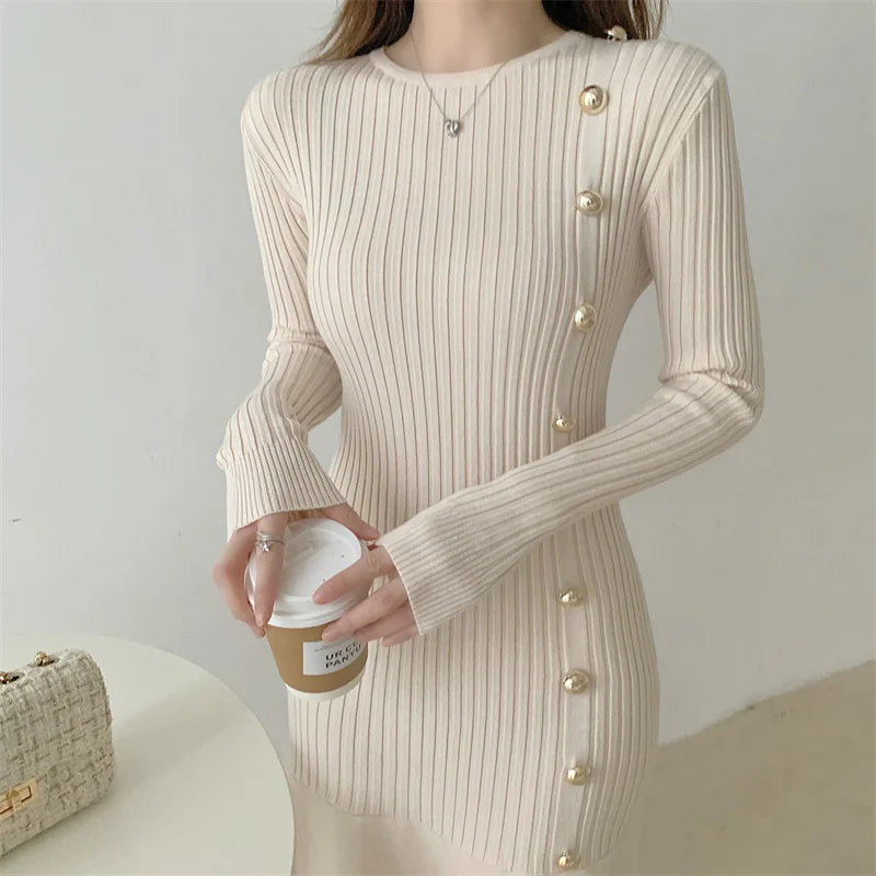 Elegant Knitted Vintage Sweater Dress