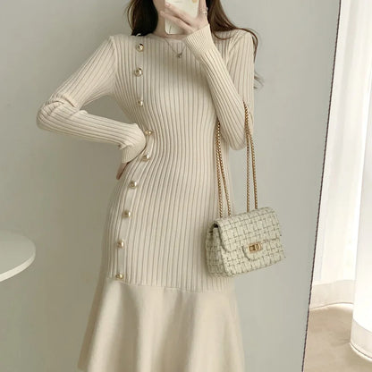 Elegant Knitted Vintage Sweater Dress